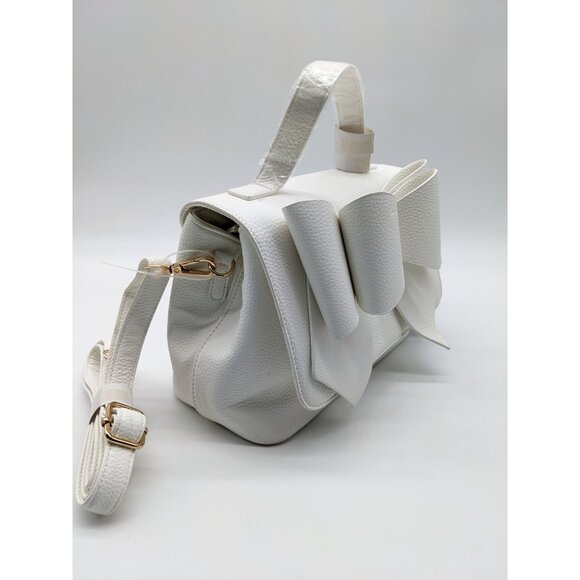 LIKE DREAMS/GROSSI Eva double bowtie leather top handle crossbody WHITE (New) - Picture 8 of 13